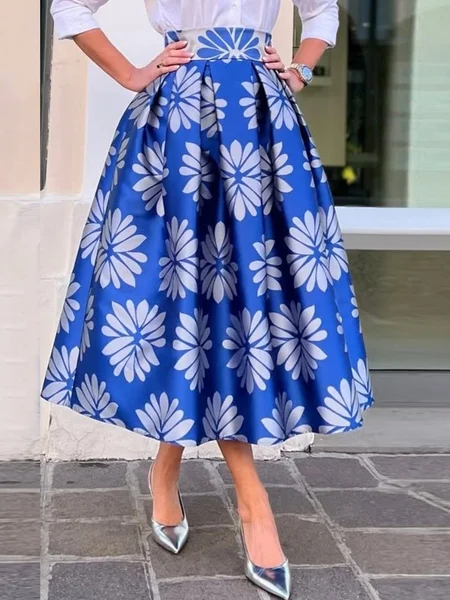 Elegant Floral Midi Skirt