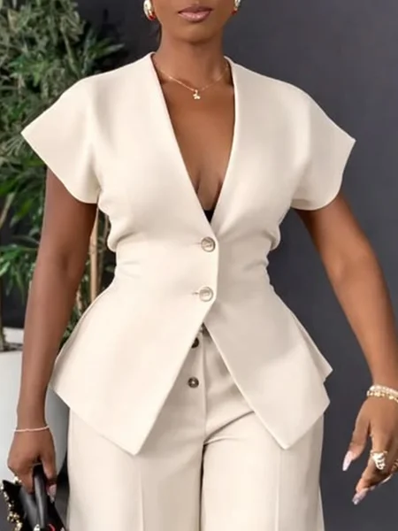 Stylewe – Urban Buttoned Plain V Neck Vest