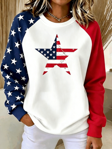 Noracora – Casual Crew Neck Independence Day (Flag) Sweatshirt