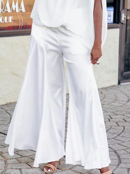 

Urban Plain Wide Leg Pants, White, Pants