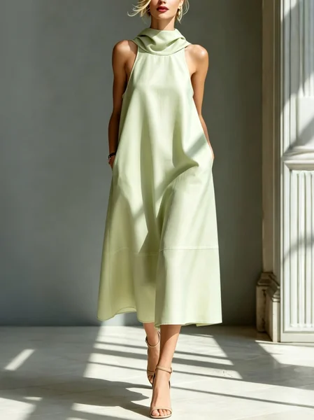 Casual Plain Loosen Midi Dress
