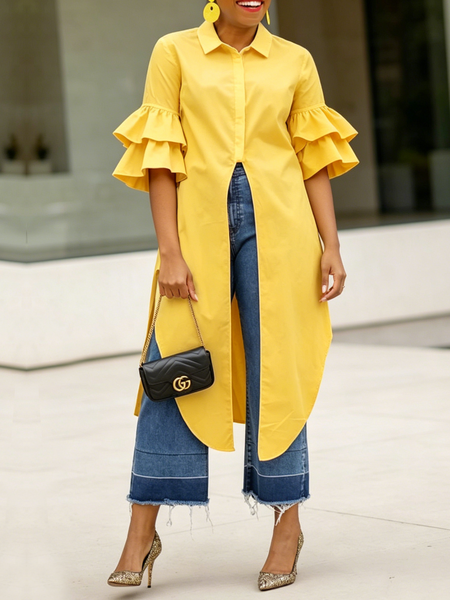 Urban Plain Shirt Collar Shirt