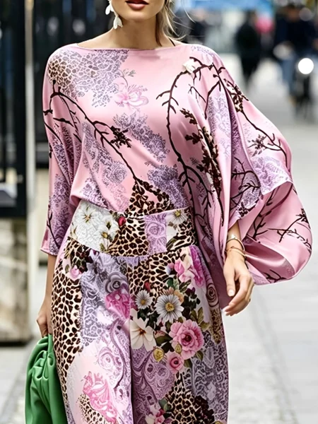 Vacation 3D Printing Crew Neck Blouse