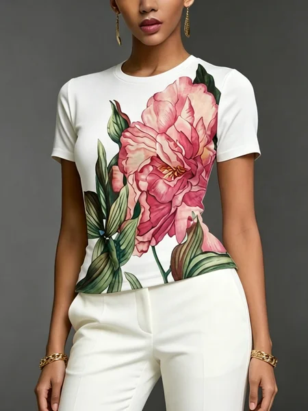 Casual Floral Printing T-shirt