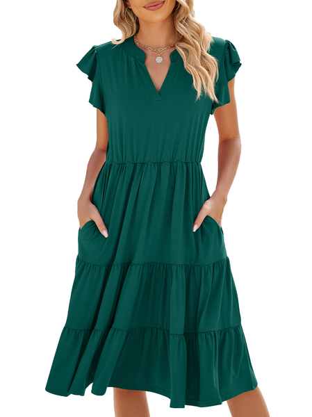 Women Plain Summer Dress Sleeveless A-Line Dress
