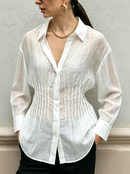 Casual Plain Ruched Shirt