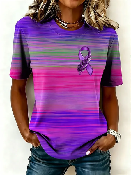 Casual Abstract Crew Neck Short Sleeve T-shirt
