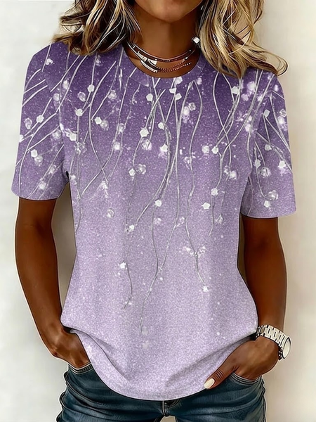Casual Ombre Crew Neck Short Sleeve T-shirt
