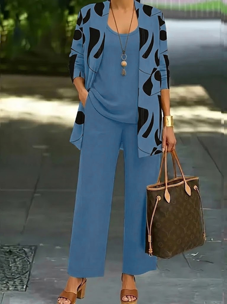 Women Plain Two-Piece Set Daily Long Sleeve Casual Spring/Fall Multi-Piece Set Matching Set
