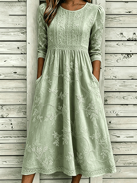 Women 3D Printing Summer Dress Crew Neck Half Sleeve A-Line Dress