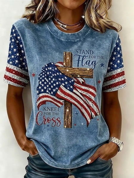 Vintage 3D Printing Crew Neck Short Sleeve T-shirt