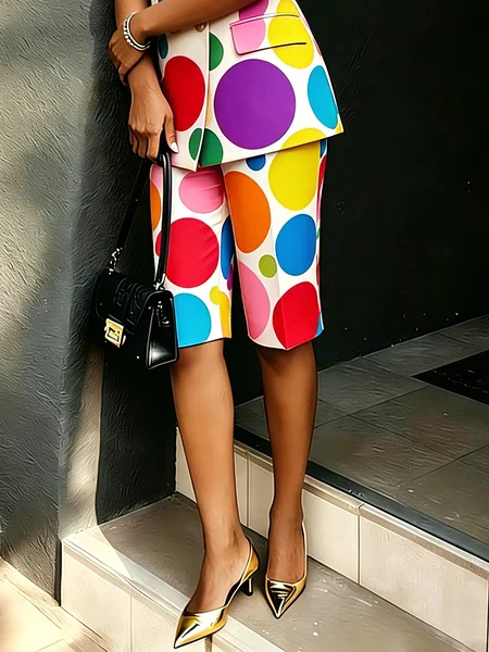 Elegant Polka Dots Printing Straight Pants Shorts