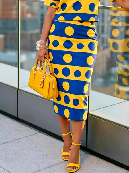 Casual Geometric Midi Skirt