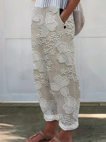 Women Floral Long Pants Casual Spring/Fall Trousers