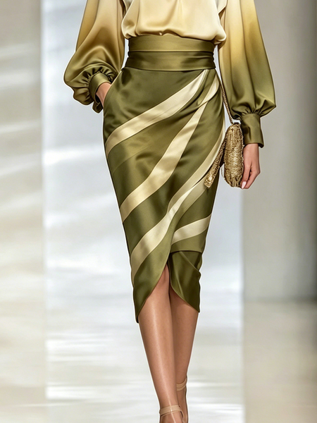 Elegant Geometric Midi Skirt