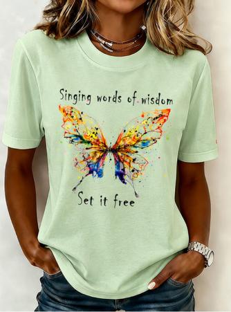Casual Animal Crew Neck Short Sleeve T-shirt