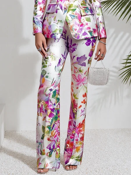

Urban Floral Straight Pants, Pink, Pants
