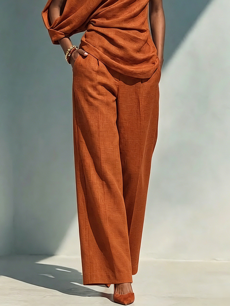 Cotton And Linen Urban Plain Straight Pants