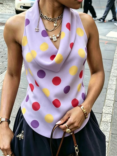Urban Polka Dots Cowl Neck Blouse