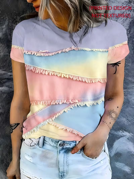 Casual Abstract Crew Neck Short Sleeve T-shirt