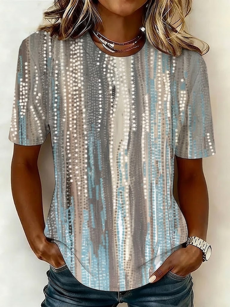

Women Abstract Short Sleeve Tee T-shirt Crew Neck Printing Casual Graphic Tee Summer Top, As picture, T-Shirts