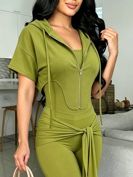 Urban Plain Mock Two-Piece Hoodie