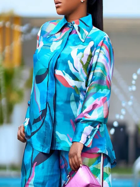 Casual Random Print Printing Shirt Collar Shirt