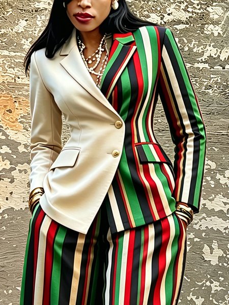 Urban Printing Striped Lapel Collar Blazer 1 Urban Printing Striped Lapel Collar Blazer
