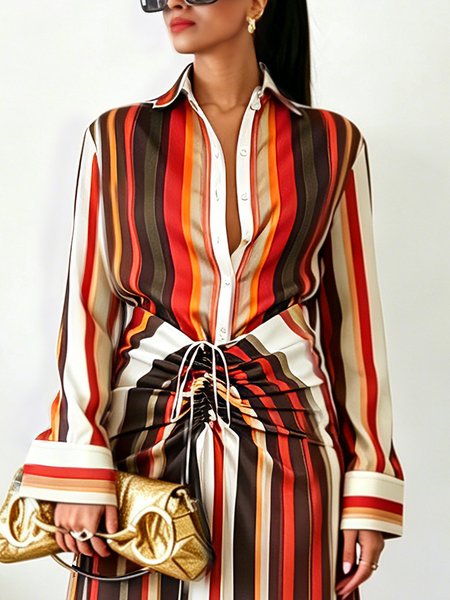 Urban Striped Buttoned Shirt Collar Shirt 1 Urban Striped Buttoned Shirt Collar Shirt