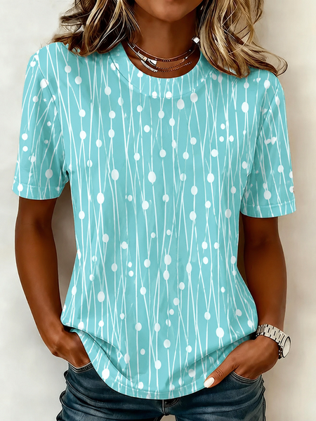 Casual Abstract Graphic Crew Neck Short Sleeve T-shirt
