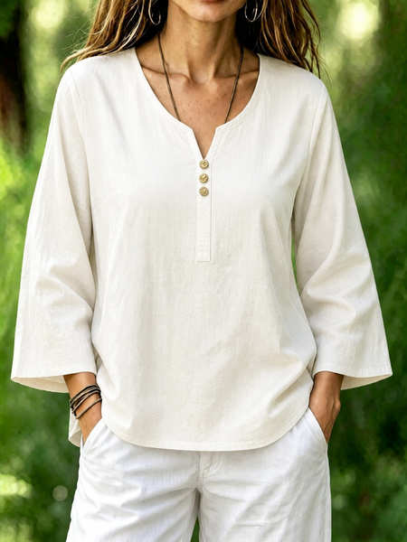 Crew Neck Long Sleeve Plain Regular Micro-Elasticity Loose Blouse For Women