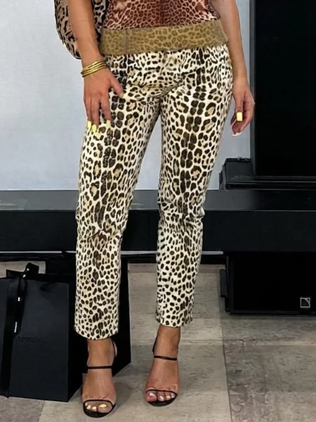 Urban Leopard Printing Straight Pants