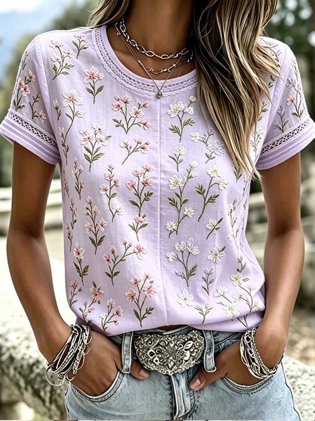 Women 3D Printing Short Sleeve Tee T-shirt Crew Neck Casual Summer Top
