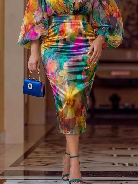 Elegant Floral Midi Skirt