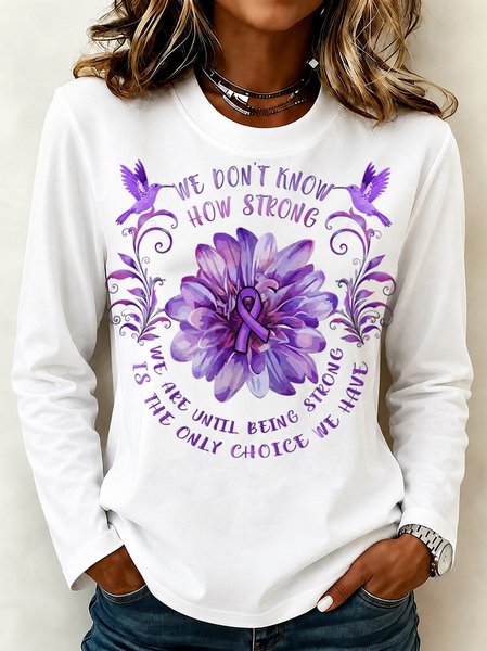Casual Floral Crew Neck Long Sleeve T-shirt
