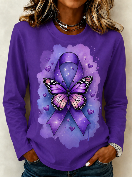 Casual Geometric Crew Neck Long Sleeve T-shirt