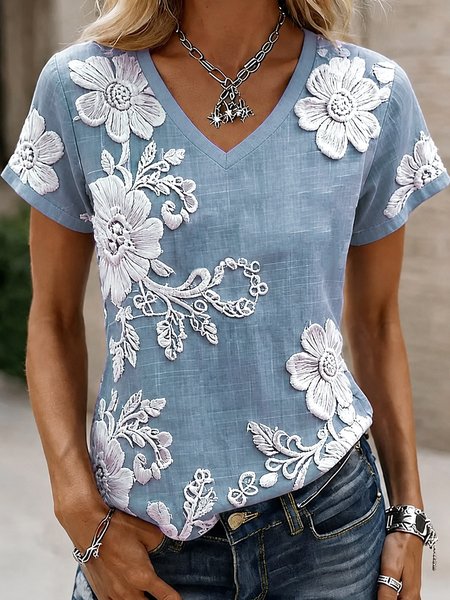 Vintage Abstract Crew Neck Short Sleeve T-shirt