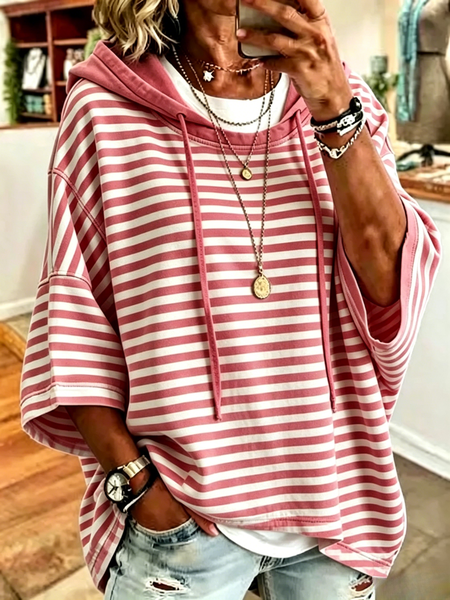 Casual Hoodie Striped Hoodie