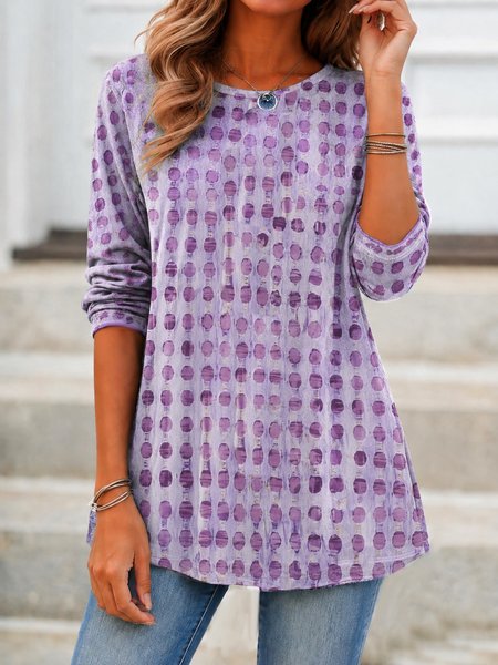 Casual Geometric Crew Neck Long Sleeve T-shirt