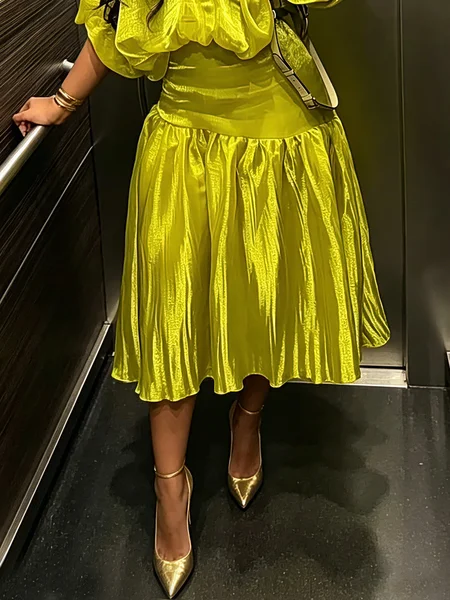 Urban Ruched Plain Midi Skirt