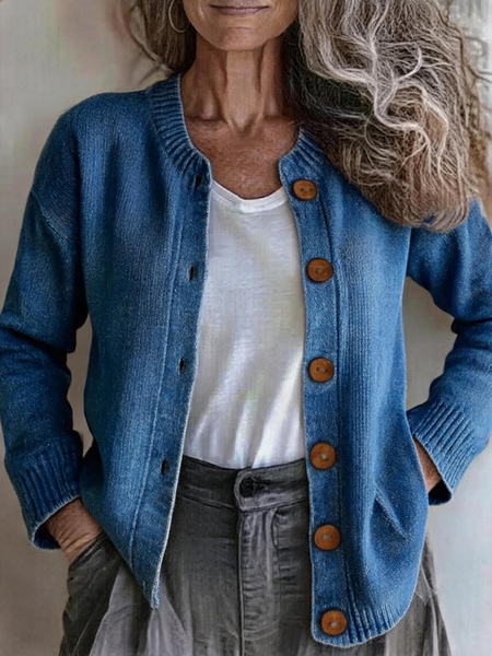 Women Plain Long Sleeve Comfy Casual Cardigan