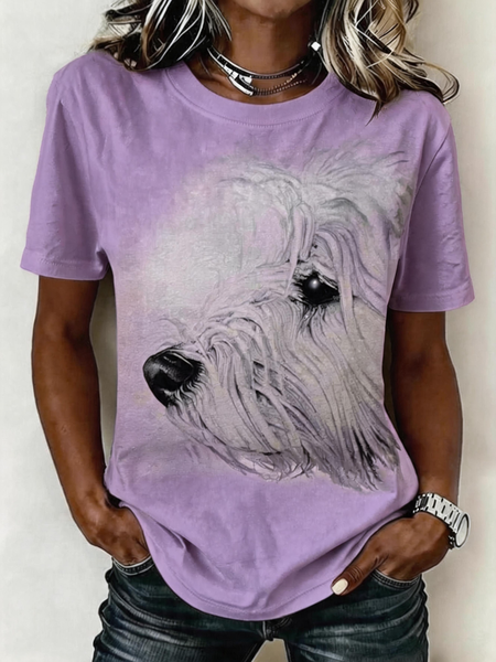 Casual Dog Crew Neck Short Sleeve T-shirt