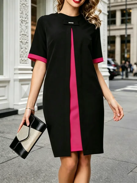 Urban Color Block Knee Length Dress