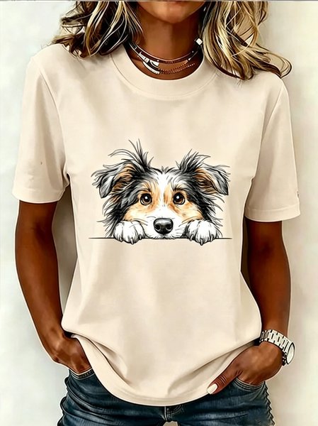 Casual Floral Crew Neck Short Sleeve T-shirt