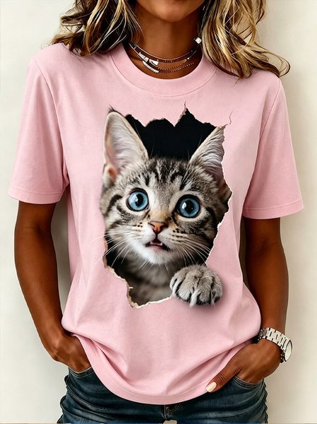 Casual Floral Crew Neck Short Sleeve T-shirt