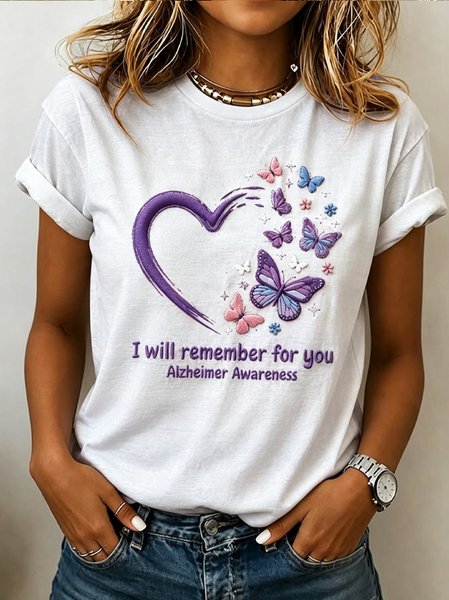 Women Floral Short Sleeve Tee T-shirt Crew Neck Casual Summer Top