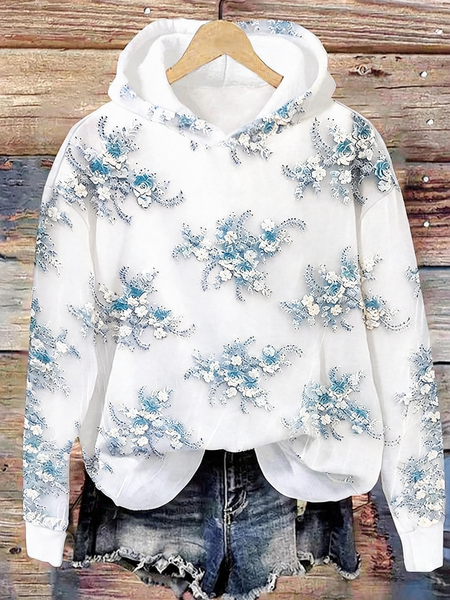 Women 3D Printing Long Sleeve Vintage Daily Spring/Fall Hoodie
