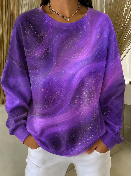 Casual Crew Neck Ombre Sweatshirt