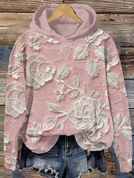Women 3D Printing Long Sleeve Vintage Daily Spring/Fall Hoodie
