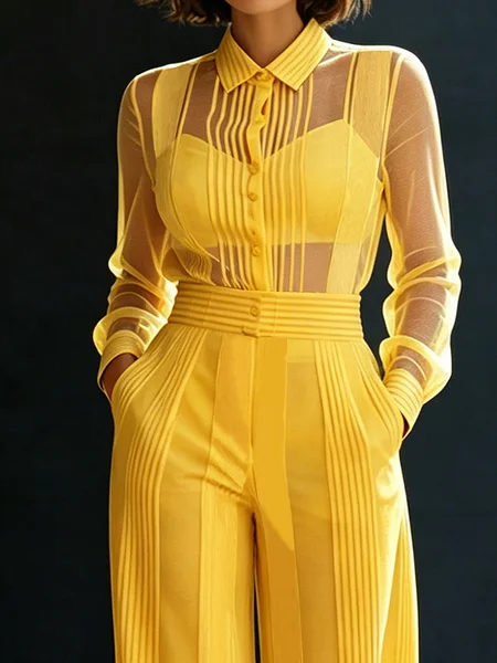 Urban Striped Shirt Collar Shirt
